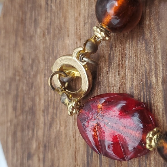 Fall harvest Hand-blown artisan glass bracelet‎ toggle closure B1919 - Picture 5 of 6